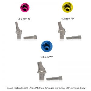 Nt-trading Biocare Replace Select® - Angled Abutment 16° angled over surface GH 1,0 mm incl. Screw-0