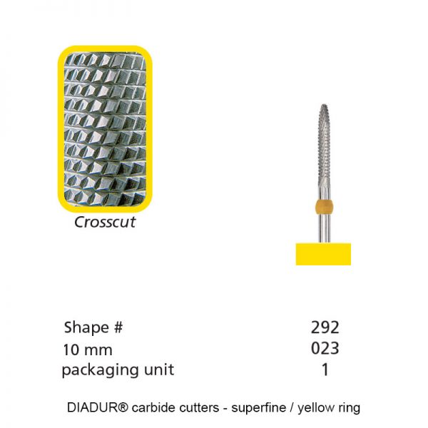 DIADUR® carbide cutters - Yellow ring titano - Shape 292 - 023mm-0