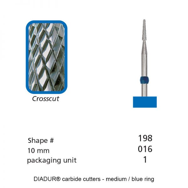 DIADUR® carbide cutters - Blue ring - Shape 198 - 016mm-0