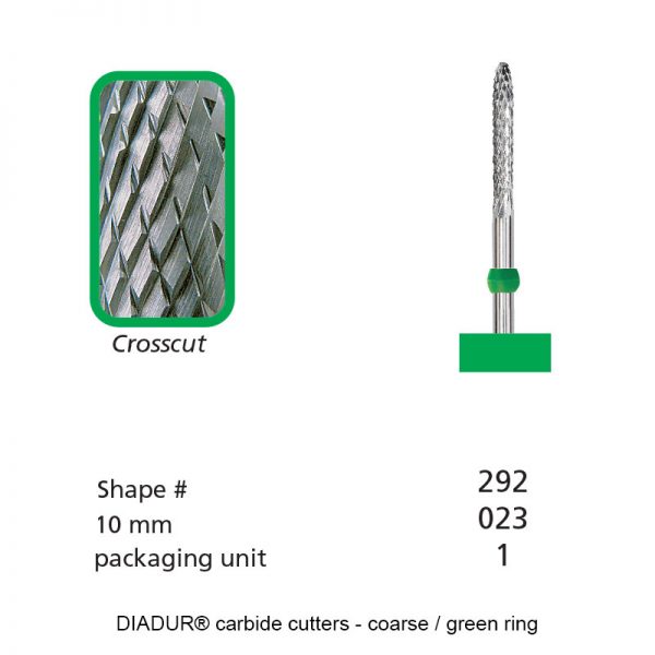 DIADUR® carbide cutters - Green ring - Shape 292 - 023mm-0
