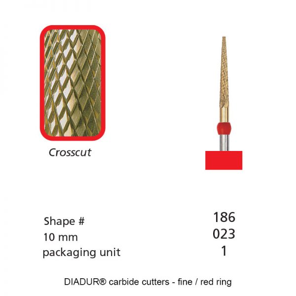 DIADUR® carbide cutters - Red ring golden-micro - Shape 186 - 023mm-0