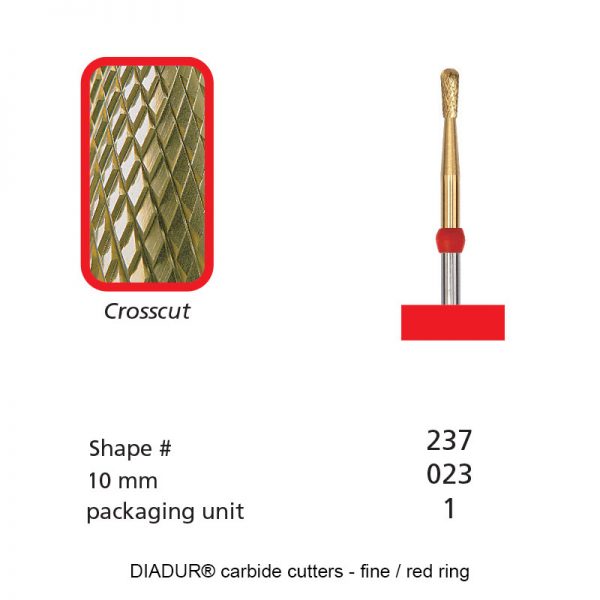 DIADUR® carbide cutters - Red ring golden-micro - Shape 237 - 023mm-0
