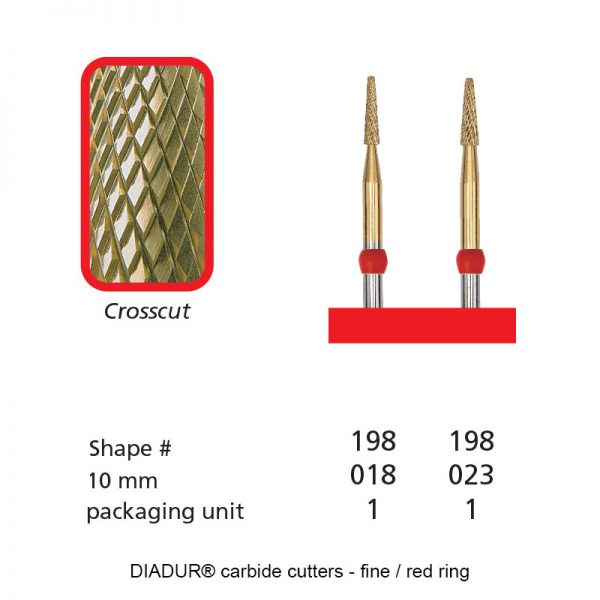 DIADUR® carbide cutters - Red ring golden-micro - Shape 198-0