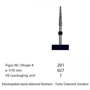 Electroplated spiral diamond finishers - Turbo Diamond Grinders - shape 201-0