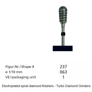 Electroplated spiral diamond finishers - Turbo Diamond Grinders -shape 237-0