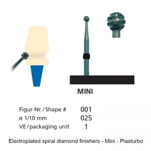 Electroplated spiral diamond finishers - Mini - Plasturbo - shape 001-0