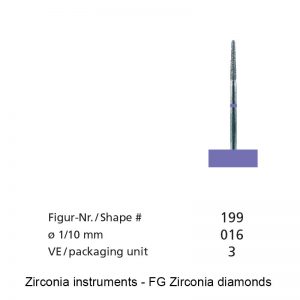 Zirconia instruments - FG Zirconia diamonds - Shape 199 - 016mm-0