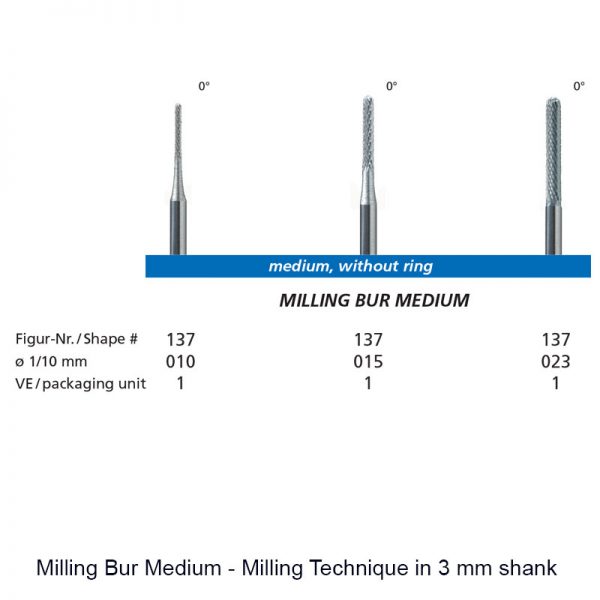 Milling Bur Medium - Milling Technique in 3 mm shank -0